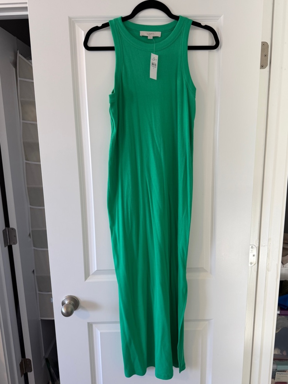 LOFT Bright Green Sleeveless Midi Dress